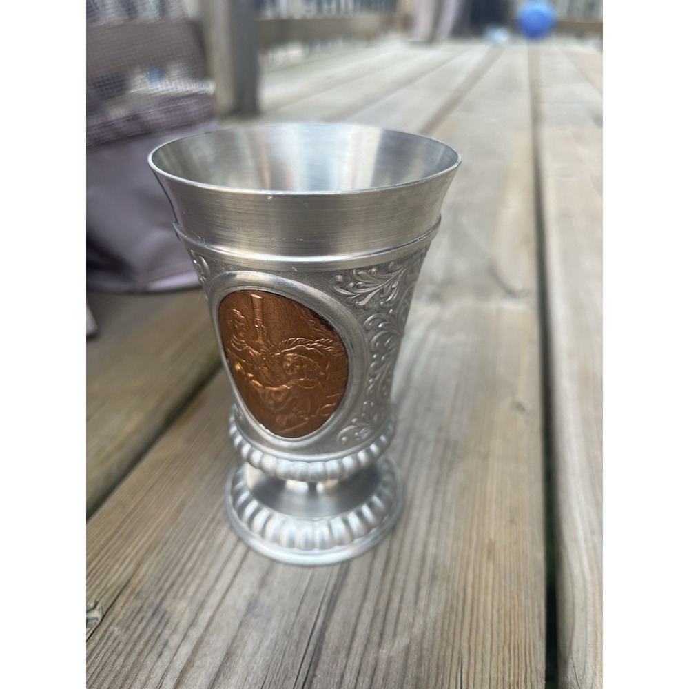 Vintage German Rein Zinn  Pewter Cup Goblet/rate Pattern 1pcs